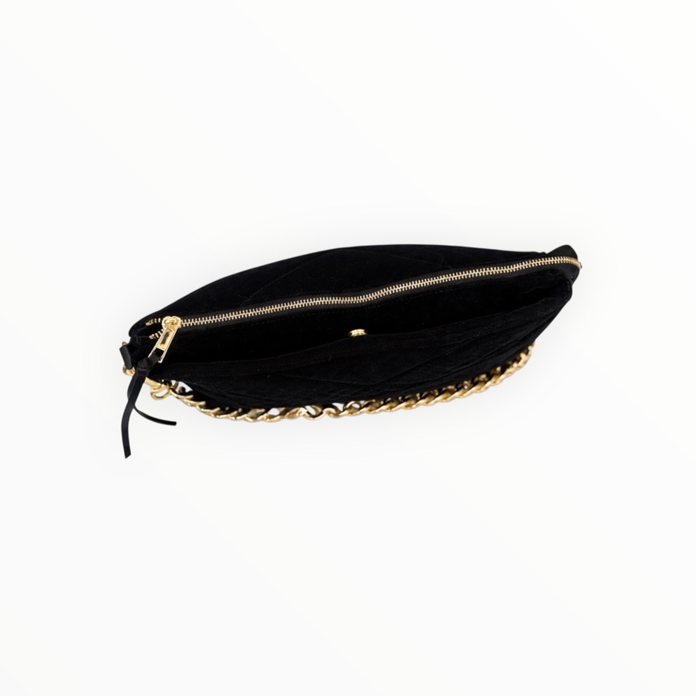 Chic Velvet Black Chain Shoulder Bag - Picture 8 of 8